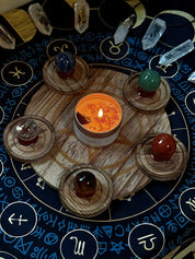 Five Elements Crystal Candle Holder Set | Wooden Candle Holders with Healing Crystals for Feng Shui Energy Balance, Meditation Decor & Spiritual Gifts