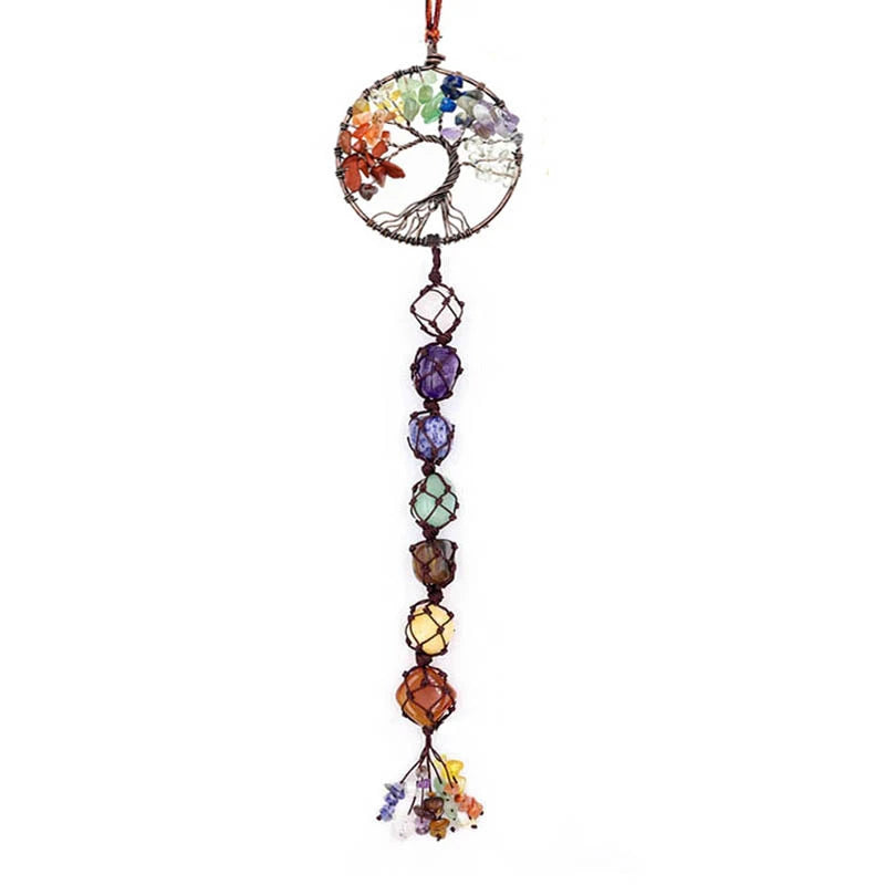 Tree of Life Chakra Crystal Suncatcher – Healing Crystals for Energy, Spiritual Gifts & Mindful Home Décor