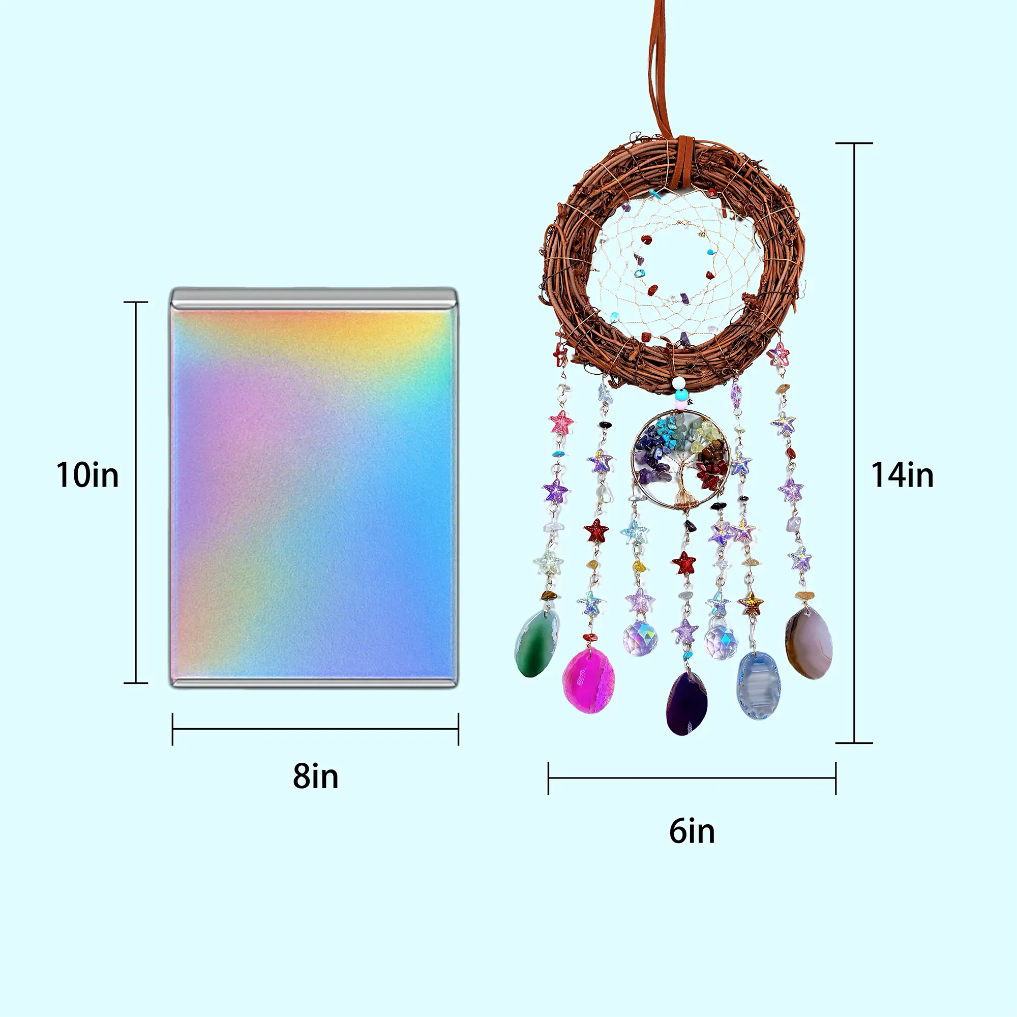 Dreamcatcher Crystal Suncatcher – Agate & Healing Crystals for Spiritual Gifts & Calm Living Spaces