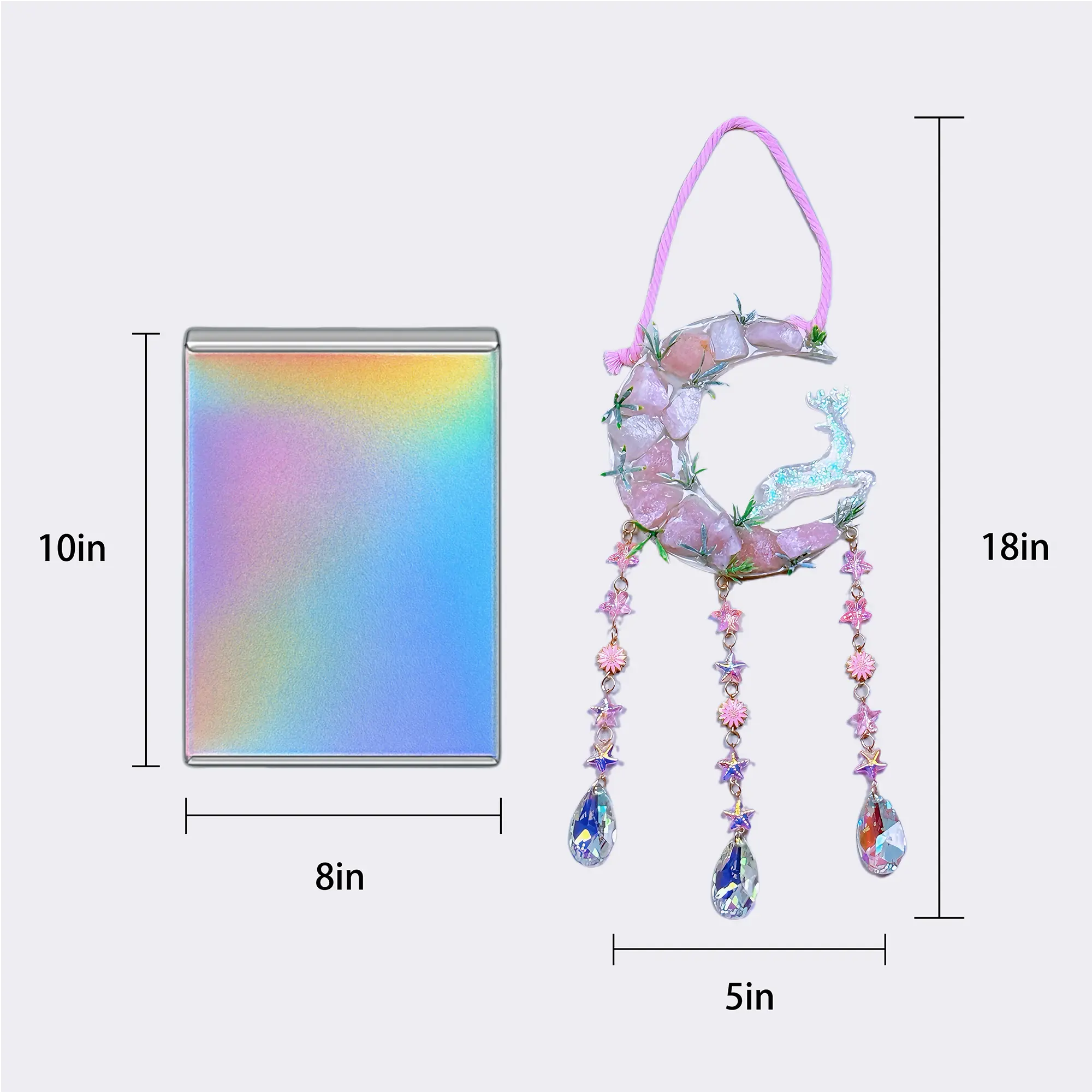 Rose Quartz Moon Blossom Suncatcher – Dreamy Crystal Hanging for Spiritual Gifts, Healing Energy & Whimsical Home Décor