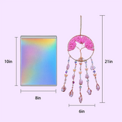 Rose Quartz Tree Crystal Suncatcher – Healing Crystal Hanging for Energy, Feminine Balance & Whimsical Home Décor