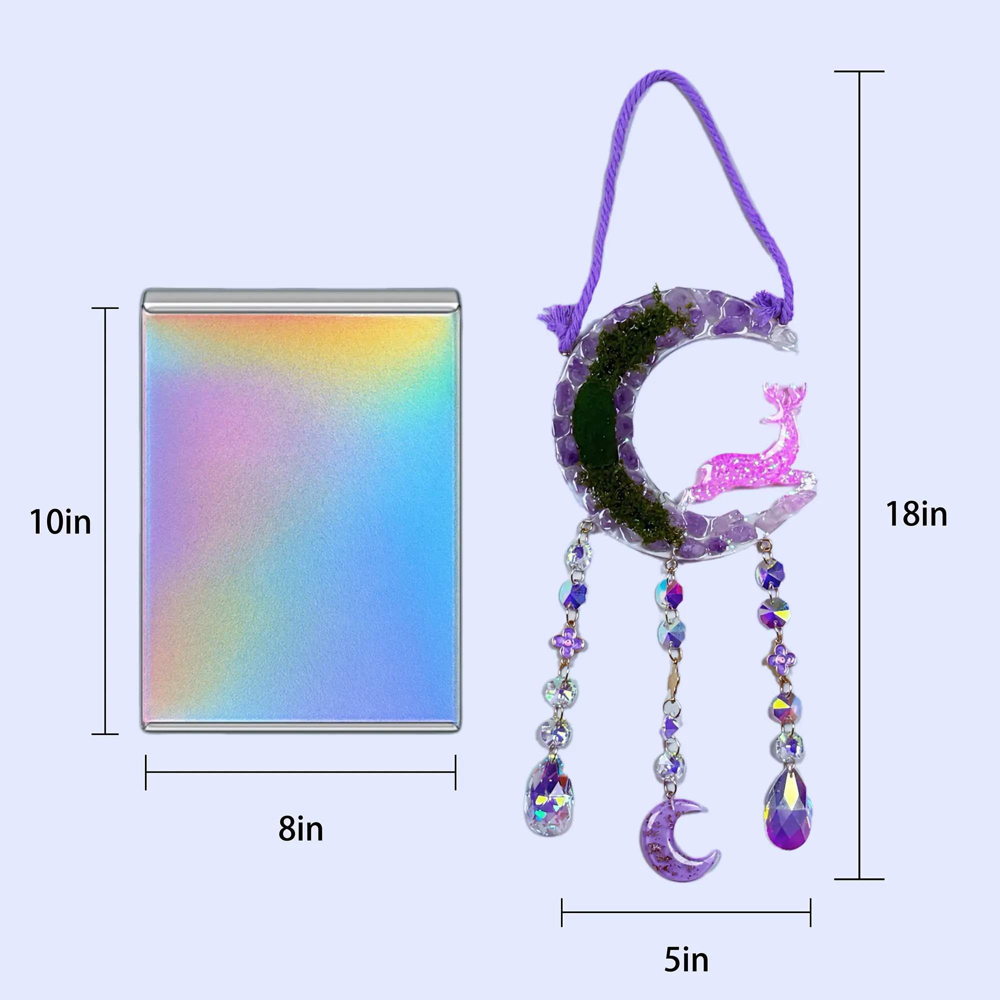 Amethyst Moon Forest Suncatcher – Whimsical Crystal Hanging for Spiritual Gifts, Healing Energy & Dreamy Home Décor